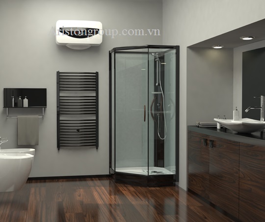 phòng tắm sang trọng với bình nóng lạnh Ariston 30l Slim 30QH electronic