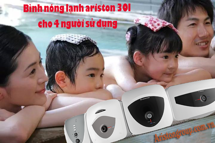 Bình nóng lạnh Ariston 30L lựa chọn cho cho gia đình 4 người sử dụng trở lên