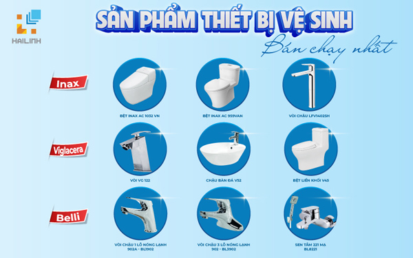 Các sản phẩm thiết bị vệ sinh bán chạy nhất tại Hải Linh