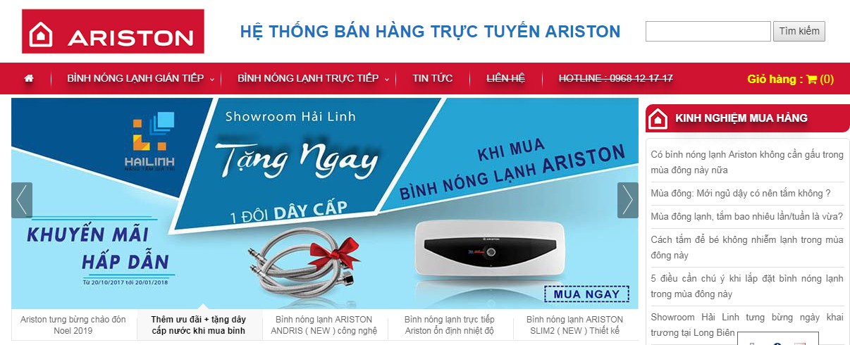 Aristongroup.com.vn - Website bình nóng lạnh Ariston uy tín, giá tốt